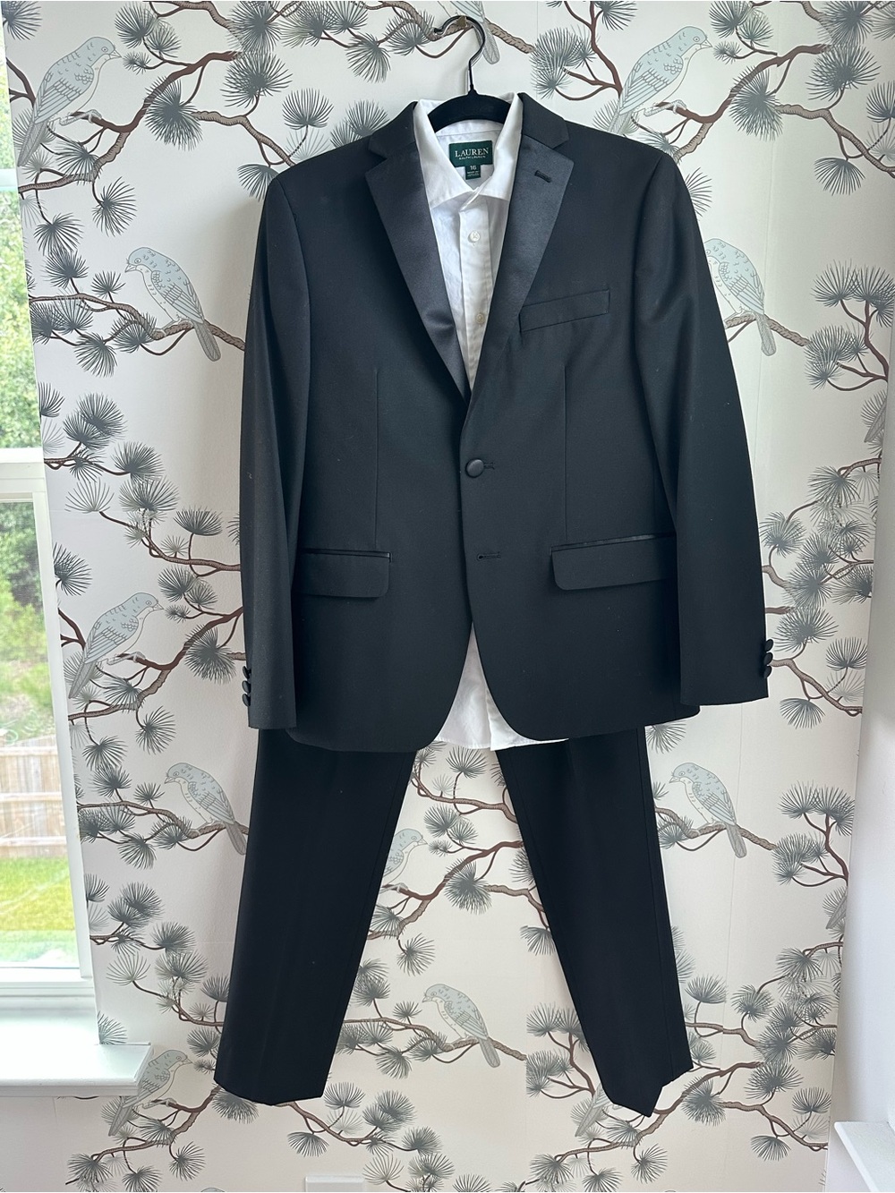 Lauren Ralph Lauren Boys Black Tuxedo Suit + White Dress Shirt Size 16 formal